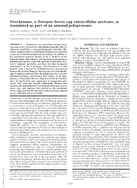 Ovochymase, a Xenopus Laevis Egg Extracellular Protease, Is Translated As Part of an Unusual Polyprotease