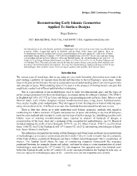 Reconstructing Early Islamic Geometries Applied to Surface Designs