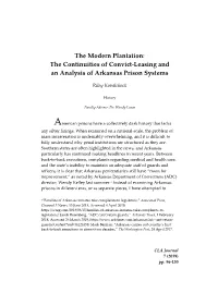 The Continuities of Convict-Leasing and an Analysis of Arkansas Prison Systems