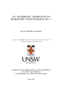 An Algebraic Approach to Harmonic Polynomials on S3