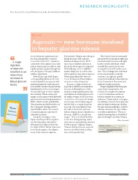 Asprosin — New Hormone Involved in Hepatic Glucose Release
