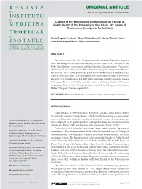 Catalog of the Entomologic Collections of the Faculty of Public Health of the University of Sao Paulo - (2Nd Series Ii): Triatominae (Hemiptera, Reduviidae)