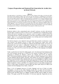 Corpora Preparation and Stopword List Generation for Arabic Data in Social Network
