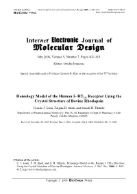 Homology Model of the Human 5–HT1A Receptor Using the Crystal Structure of Bovine Rhodopsin Urmila J
