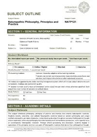 NATP121 Naturopathic Philosophy, Principles and Practice Last Modified: 18-Feb-2021