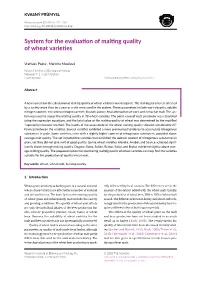 System for the Evaluation of Malting Quality of Wheat Varieties