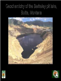 Geochemistry of the Berkeley Pit Lake, Butte, Montana