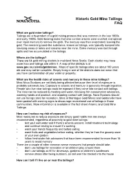 Historic Gold Mine Tailings FAQ