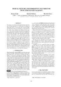 Musical Texture and Expressivity Features for Music Emotion Recognition