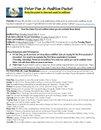 Peter Pan Jr. Audition Packet Bring This Packet to Class Next Week for Auditions!