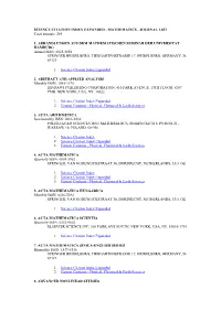 SCIENCE CITATION INDEX EXPANDED - MATHEMATICS - JOURNAL LIST Total Journals: 285
