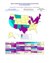 Status of State Electric Industry Restructuring Activity -- As of February 2003