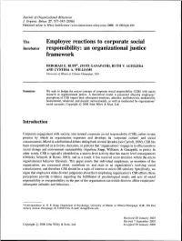 The Employee Reactions to Corporate Social Incubator Responsibility: an Organizational Justice Framework