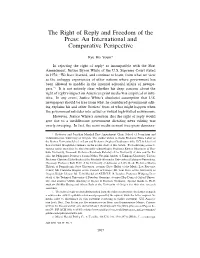 The Right of Reply and Freedom of the Press: an International and Comparative Perspective