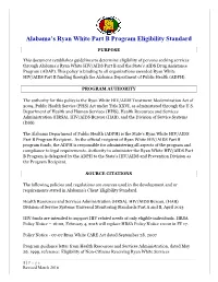 Alabama's Ryan White Part B Program Eligibility Standard