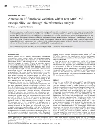 Annotation of Functional Variation Within Non-MHC MS Susceptibility Loci Through Bioinformatics Analysis