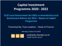 Capital Investment Programme 2020 - 2022