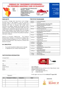 Highlights Key Objectives Tentative Programme Participation Information