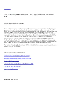 How to Decode Pdf417 in VB.NET with Bytescout Barcode Reader SDK