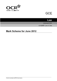 Law Mark Scheme for June 2012