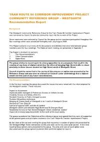 TRAM ROUTE 86 CORRIDOR IMPROVEMENT PROJECT COMMUNITY REFERENCE GROUP – WESTGARTH Recommendation Report