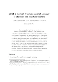 What Is Matter? the Fundamental Ontology of Atomism and Structural Realism