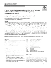 A CARD9 Single-Nucleotide Polymorphism Rs4077515 Is Associated with Reduced Susceptibility to and Severity of Primary Immune Thrombocytopenia