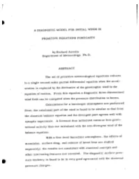 A Diagnostic Model for Initial Winds in Primitive
