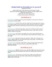 Study Guide on Jeremiah 23:1-6; 33:14-18 King James Version