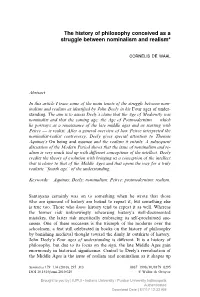 The History of Philosophy Conceived As a Struggle Between Nominalism and Realism*