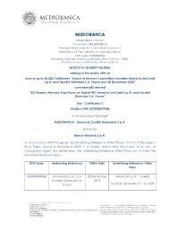 NOTICE to SECURITYHOLDERS Relating to the Public Offer of Issue of up to 40,000 Certificates “Knock-In Reverse Convertible Securities Linked to Unicredit S.P.A
