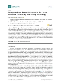 Background and Recent Advances in the Locata Terrestrial Positioning and Timing Technology
