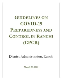 Guidelines on Covid-19 Preparedness and Control in Ranchi (Cpcr)