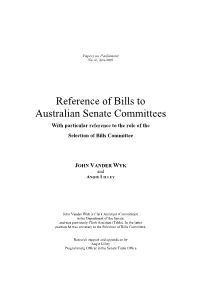 Reference of Bills to Australian Senate Committees