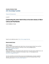 Constructing the Orient: North Africa in the Short Stories of Albert Camus and Paul Bowles