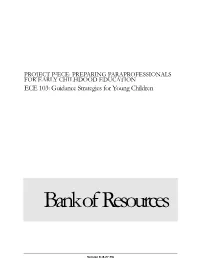 ECE 103: Guidance Strategies for Young Children