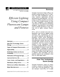 Efficient Lighting Using Compact Fluorescent Lamps and Fixtures