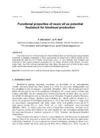 Functional Properties of Neem Oil As Potential Feedstock for Biodiesel Production
