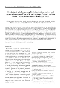 New Insights Into the Geographical Distribution, Ecology And