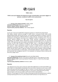 Public Notice WHO-Convened Guideline Development Group on Health Policy and System Support to Optimize Community Health Worker