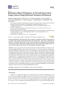 Radiomics-Based Prediction of Overall Survival in Lung Cancer Using Different Volumes-Of-Interest