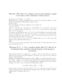 Theorem: the Order of a Conjugacy Class of Some Element Is Equal to the Index of the Centralizer of That Element