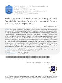 Wonder Findings of Number of Cells in a Body Including Sexual Cells, Remedy of Corona Virus, Increase of Memory, and Other Cells by Couple System by Nirmalendu Das