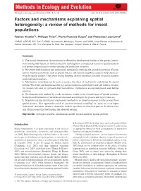 Factors and Mechanisms Explaining Spatial Heterogeneity: a Review of Methods for Insect Populations