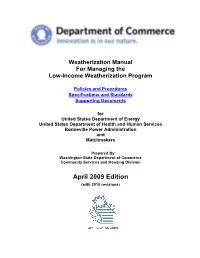 Policies and Procedures for Low-Income Weatherization