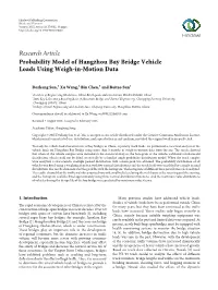 Probability Model of Hangzhou Bay Bridge Vehicle Loads Using Weigh-In-Motion Data