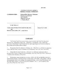 Take-Two Interactive and Rockstar Complaint