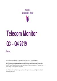 Telecom Monitor for Q3 and Q4 2019