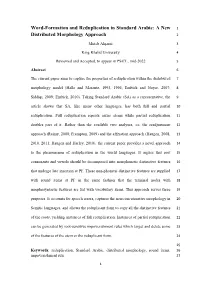 Word-Formation and Reduplication in Standard Arabic: a New 1 Distributed Morphology Approach 2