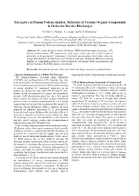 Energetics in Plasma Polymerization: Behavior of Various Organic Compounds in Dielectric Barrier Discharges